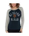 G-iii 4her By Carl Banks Women's  Navy, Heather Gray Distressed Chicago Bears Waffle Knit Raglan Long In Navy,heather Gray