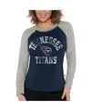 G-iii 4her By Carl Banks Women's  Navy, Heather Gray Distressed Tennessee Titans Waffle Knit Raglan L In Navy,heather Gray