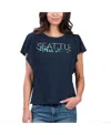 G-iii 4her By Carl Banks Navy Seattle Mariners Crowd Wave T-shirt In Navy