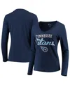 G-iii 4her By Carl Banks Women's  Navy Tennessee Titans Post Season Long Sleeve V-neck T-shirt In Navy