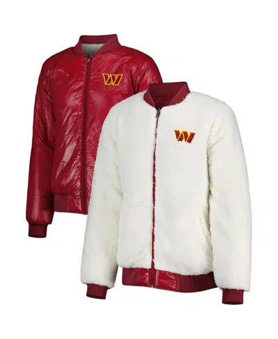 G-iii 4her By Carl Banks Women's  Oatmeal, Burgundy Washington Commanders Switchback Reversible Full- In Oatmeal,burgundy