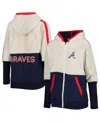G-iii 4her By Carl Banks Women's  Oatmeal, Navy Atlanta Braves Shuffle It Raglan Full-zip Hoodie In Oatmeal,navy