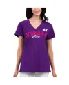 G-III 4HER BY CARL BANKS WOMEN'S G-III 4HER BY CARL BANKS PURPLE ALEX BOWMAN KEY MOVE V-NECK T-SHIRT