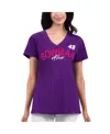 G-iii 4her By Carl Banks Purple Alex Bowman Snap V-neck T-shirt In Purple