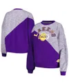 G-III 4HER BY CARL BANKS WOMEN'S G-III 4HER BY CARL BANKS PURPLE LOS ANGELES LAKERS BENCHES SPLIT PULLOVER SWEATSHIRT