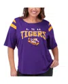 G-iii 4her By Carl Banks Women's  Purple Lsu Tigers Plus Size Linebacker Half-sleeve T-shirt In Purple