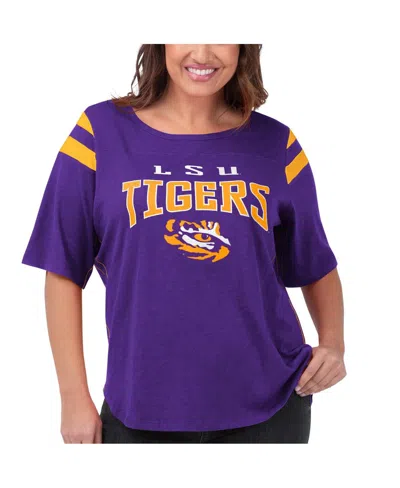 G-iii 4her By Carl Banks Women's  Purple Lsu Tigers Plus Size Linebacker Half-sleeve T-shirt