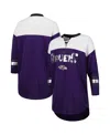 G-iii 4her By Carl Banks Women's  Purple, White Baltimore Ravens Double Team 3/4-sleeve Lace-up T-shi In Purple,white
