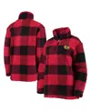 G-iii 4her By Carl Banks Women's  Red, Black Chicago Blackhawks Plaid Sherpa Quarter-zip Jacket In Red,black