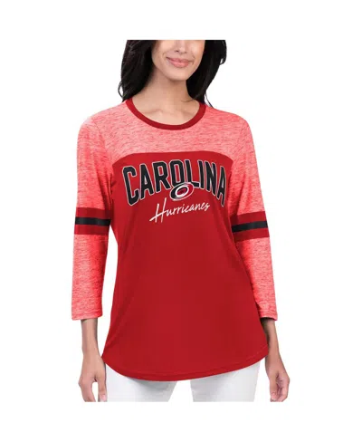 G-III 4HER BY CARL BANKS WOMEN'S G-III 4HER BY CARL BANKS RED CAROLINA HURRICANES PLAY THE GAME 3/4-SLEEVE T-SHIRT