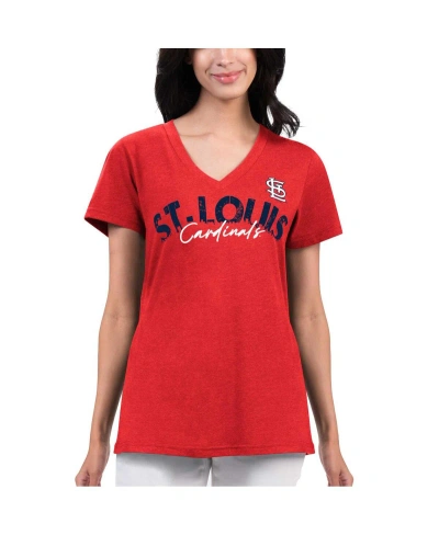 G-iii 4her By Carl Banks Women's  Red Distressed Arizona Diamondbacks Key Move V-neck T-shirt