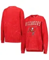 G-iii 4her By Carl Banks Women's  Red Distressed Tampa Bay Buccaneers Comfy Cord Pullover Sweatshirt In Red