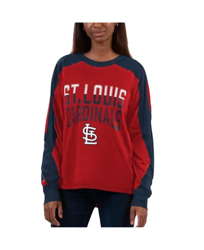 G-iii 4her By Carl Banks Women's  Red, Navy St. Louis Cardinals Smash Raglan Long Sleeve T-shirt In Red,navy