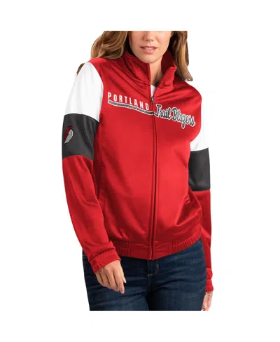 G-III 4HER BY CARL BANKS WOMEN'S G-III 4HER BY CARL BANKS RED PORTLAND TRAIL BLAZERS CHANGE UP FULL-ZIP TRACK JACKET