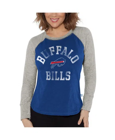 G-iii 4her By Carl Banks Women's  Royal, Heather Gray Buffalo Bills Waffle Knit Raglan Long Sleeve T- In Royal,heather Gray