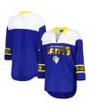 G-iii 4her By Carl Banks Women's  Royal, White Los Angeles Rams Double Team 3/4-sleeve Lace-up T-shir In Royal,white
