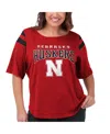 G-iii 4her By Carl Banks Women's  Scarlet Nebraska Huskers Plus Size Linebacker Half-sleeve T-shirt In Scarlet