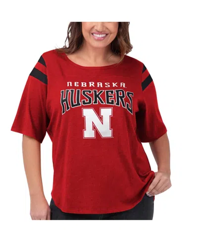 G-iii 4her By Carl Banks Women's  Scarlet Nebraska Huskers Plus Size Linebacker Half-sleeve T-shirt