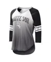 G-iii 4her By Carl Banks Women's  White, Black Chicago White Sox Lead-off Raglan 3/4-sleeve V-neck T- In White,black