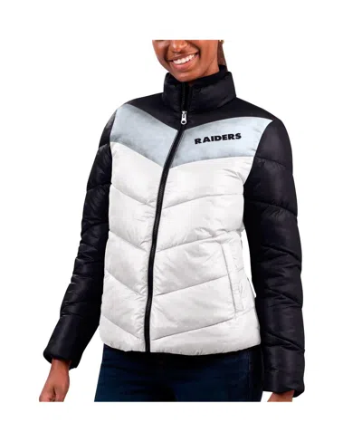 G-iii 4her By Carl Banks Women's  White, Black Las Vegas Raiders New Star Quilted Full-zip Jacket In White,black