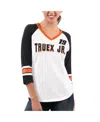 G-iii 4her By Carl Banks Women's  White, Black Martin Truex Jr Top Team V-neck 3/4 Sleeve T-shirt In White,black