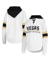 G-III 4HER BY CARL BANKS WOMEN'S G-III 4HER BY CARL BANKS WHITE, BLACK VEGAS GOLDEN KNIGHTS GOAL ZONE LONG SLEEVE LACE-UP HOO