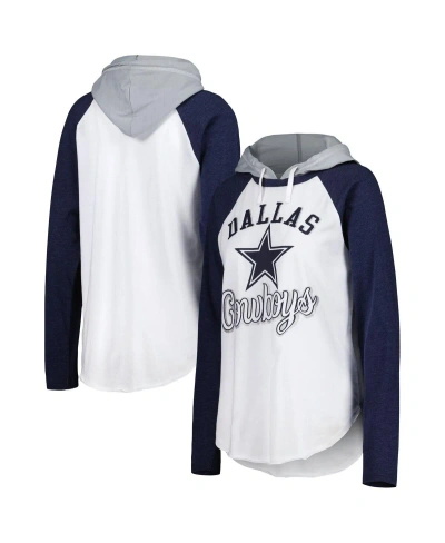 G-iii 4her By Carl Banks Women's  White Dallas Cowboys Mvp Raglan Hoodie Long Sleeve T-shirt