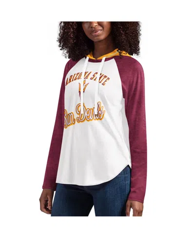 G-iii 4her By Carl Banks Women's  White, Maroon Arizona State Sun Devils From The Sideline Raglan Lon In White,maroon
