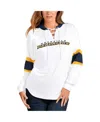 G-iii 4her By Carl Banks Women's  White, Navy Nashville Predators Goal Zone Long Sleeve Lace-up Hoodi In White,navy