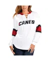 G-iii 4her By Carl Banks Women's  White, Red Carolina Hurricanes Goal Zone Long Sleeve Lace-up Hoodie In White,red