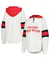 G-iii 4her By Carl Banks Women's  White, Red Detroit Red Wings Goal Zone Long Sleeve Lace-up Hoodie T In White,red