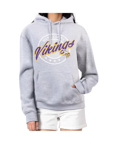 G-iii 4her By Carl Banks Women's Gray Minnesota Vikings Pinstripe Circle Fleece Pullover Hoodie