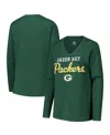 G-iii 4her By Carl Banks Women's Green Green Bay Packers Post Season Long Sleeve V-neck T-shirt In Green