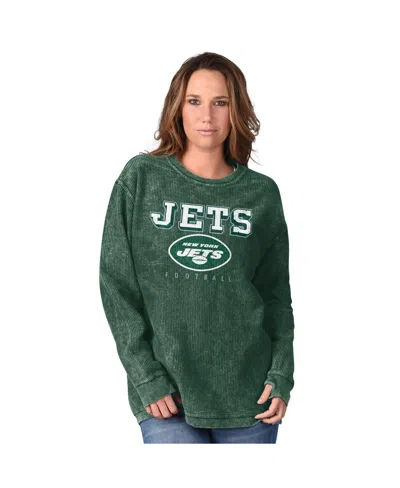 G-iii 4her By Carl Banks Women's Green New York Jets Comfy Cord Pullover Sweatshirt