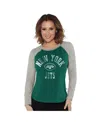 G-iii 4her By Carl Banks Green/heather Gray Green Bay Packers Waffle Knit Raglan Long Sleeve T-shirt In Green