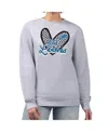 G-iii 4her By Carl Banks Women's Heather Gray Detroit Lions Leopard Heart Pullover Sweatshirt In Gray