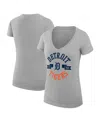 G-iii 4her By Carl Banks Women's Heather Gray Detroit Tigers City Graphic V-neck Fitted T-shirt In Gray