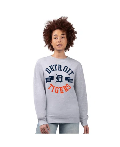 G-iii 4her By Carl Banks Women's Heather Gray Detroit Tigers Team Logo Fleece Pullover Sweatshirt