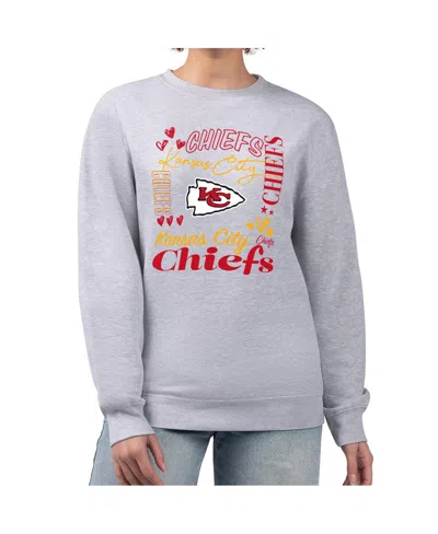 G-iii 4her By Carl Banks Women's Heather Gray Kansas City Chiefs Collage Graphic Fleece Pullover Sweatshirt