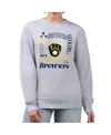G-iii 4her By Carl Banks Women's Heather Gray Milwaukee Brewers Collage Team Graphic Fleece Pullover Hoodie In Gray