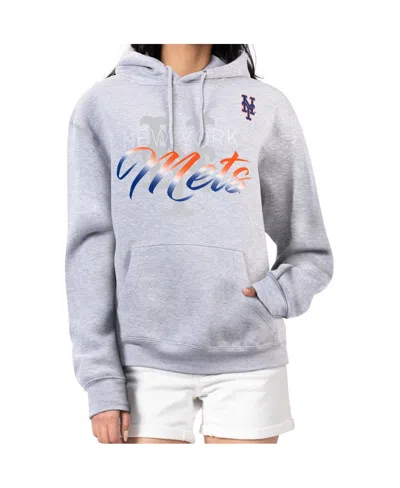 G-iii 4her By Carl Banks Women's Heather Gray New York Mets Shadow Logo Graphic Pullover Hoodie