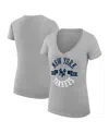 G-iii 4her By Carl Banks Women's Heather Gray New York Yankees City Graphic V-neck Fitted T-shirt In Gray