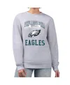 G-iii 4her By Carl Banks Women's Heather Gray Philadelphia Eagles Team Logo Graphic Tri-blend Pullover Sweatshirt In Gray