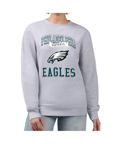 G-iii 4her By Carl Banks Women's Heather Gray Philadelphia Eagles Team Logo Graphic Tri-blend Pullover Sweatshirt