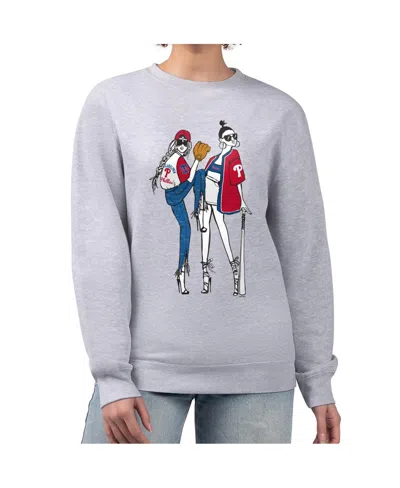 G-iii 4her By Carl Banks Women's Heather Gray Philadelphia Phillies Baseball Girls Fleece Pullover Sweatshirt
