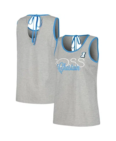 G-iii 4her By Carl Banks Women's Heather Gray Ross Chastain Fastest Lap Fashion Tank Top