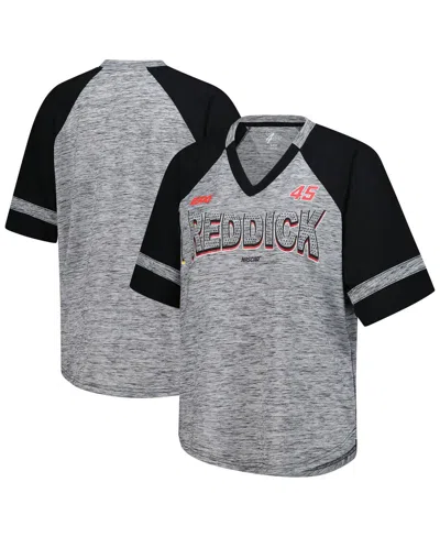 G-iii 4her By Carl Banks Women's Heather Gray Tyler Reddick Hall Of Fame Oversized Raglan V-neck T-shirt