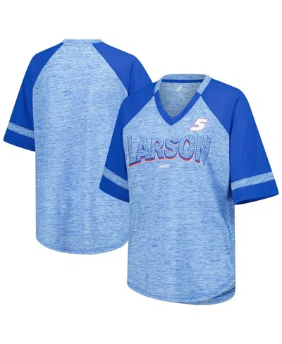 G-iii 4her By Carl Banks Women's Heather Royal Kyle Larson Hall Of Fame Oversized Raglan V-neck T-shirt