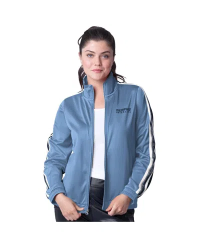 G-iii 4her By Carl Banks Women's Light Blue/navy Memphis Grizzlies Rebel Sequin Bling Full-zip Track Jacket