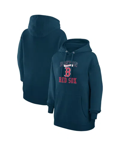 G-iii 4her By Carl Banks Women's Navy Boston Red Sox Team Logo Graphic Fleece Pullover Hoodie In Blue